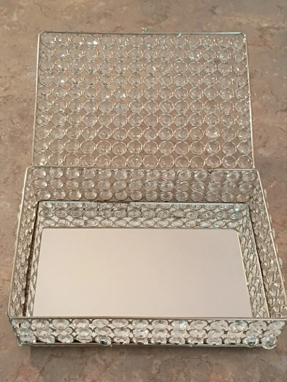 Crystal Embellished Silver Clutch